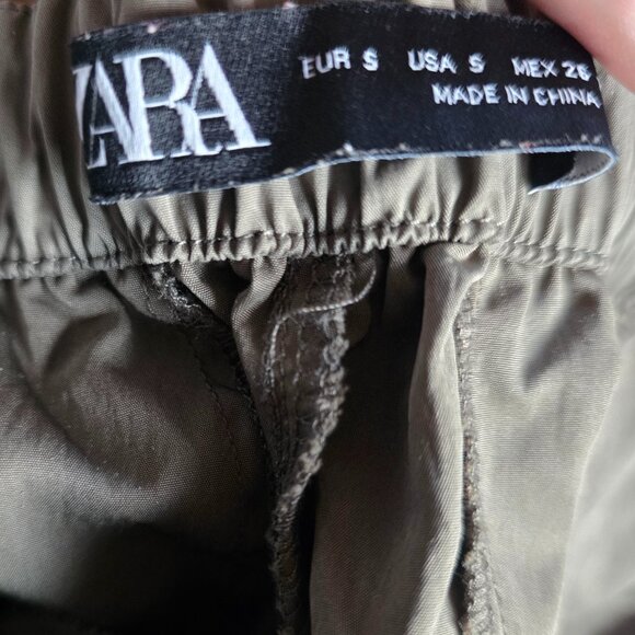 ZARA ( SM ) Gray/Taupe Cargo Parachute Baggy Drawstring Pants - Picture 5 of 6